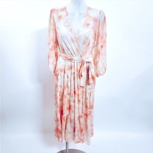 Romantic Calvin Klein Mothers Day Chiffon Floral Long Sleeve Wrap MIDI Dress 10